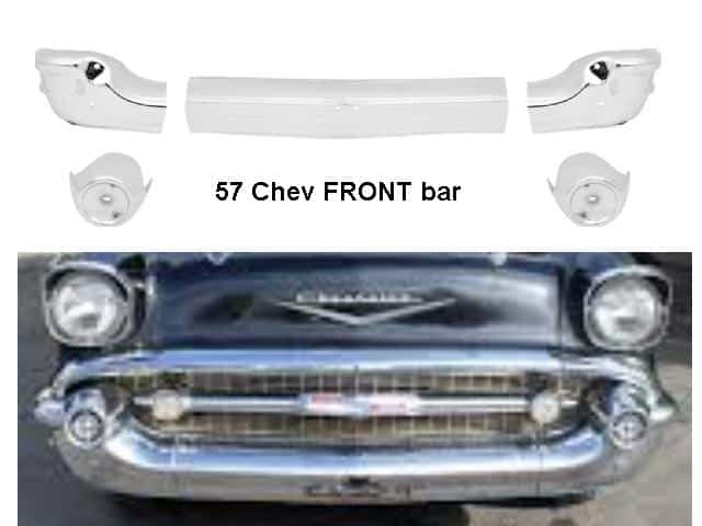 57 Chev full size: Bumper - FRONT 5 pce